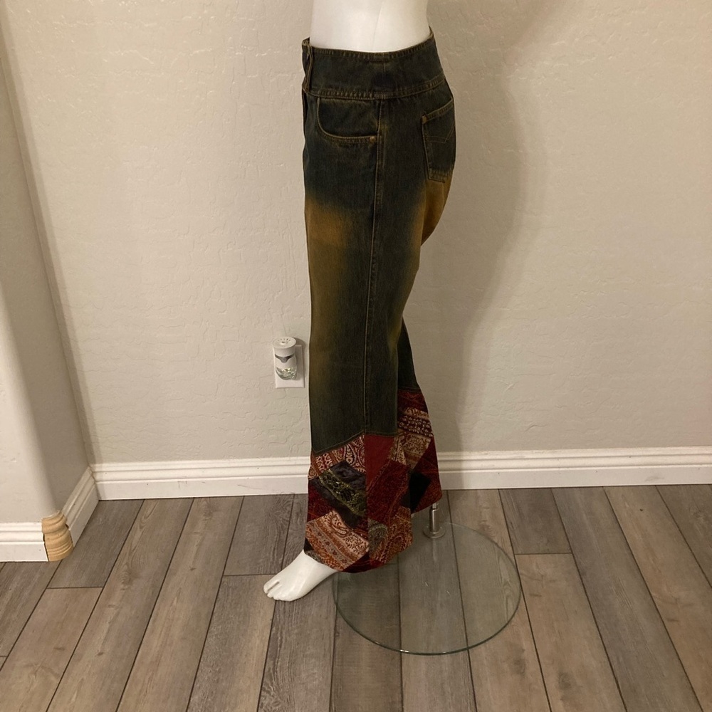 Rene Derhy Vintage Boho Patchwork Jeans Women’s Size 8 Hippie 90s Festival Pants - Picture 9 of 14